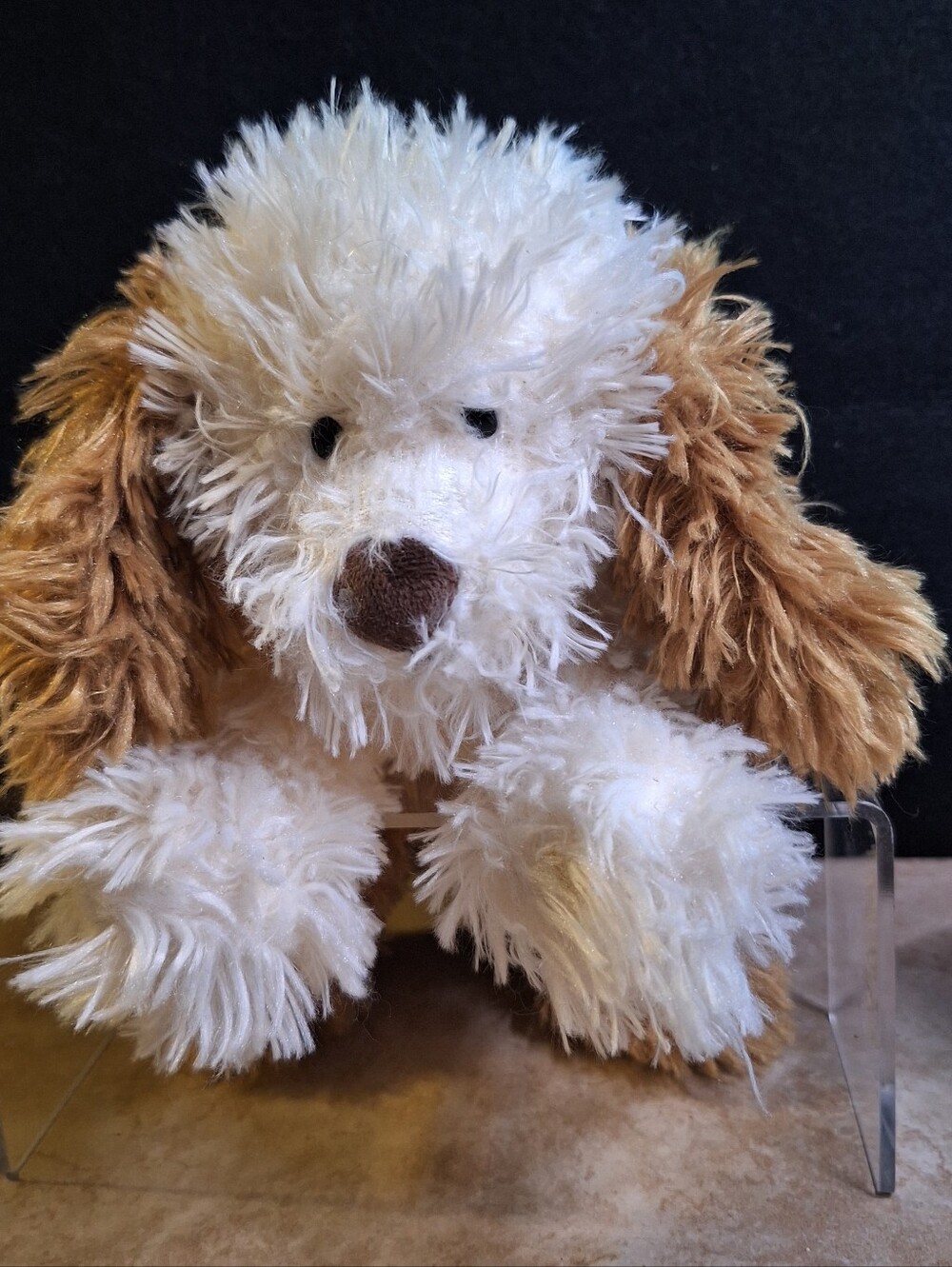Gund Plush 9" Puppy Dog Crackers #854 Doodle Floppy Tan White Fluffy Fur 2015